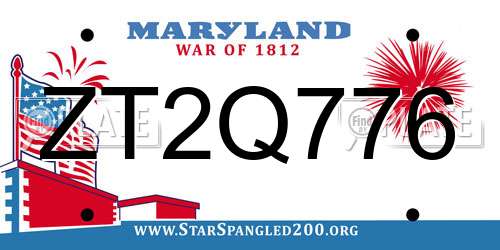 ZT2Q776 Maryland License Plate