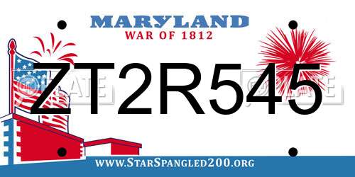 ZT2R545 Maryland License Plate