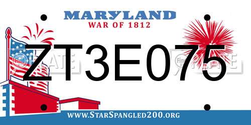ZT3E075 Maryland License Plate