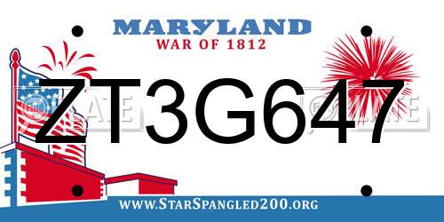 ZT3G647 Maryland License Plate