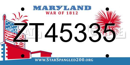 ZT45335 Maryland License Plate