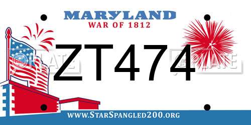 ZT474 Maryland License Plate