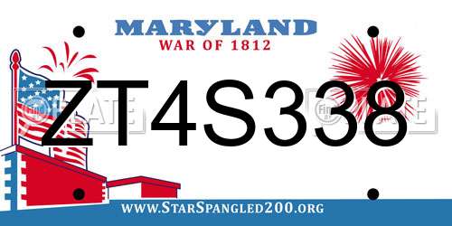 ZT4S338 Maryland License Plate