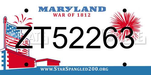 ZT52263 Maryland License Plate
