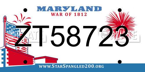 ZT58723 Maryland License Plate