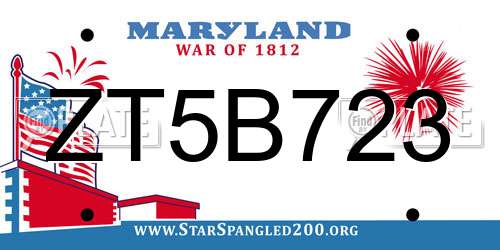 ZT5B723 Maryland License Plate