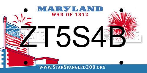 ZT5S4B Maryland License Plate