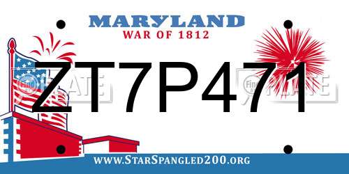 ZT7P471 Maryland License Plate