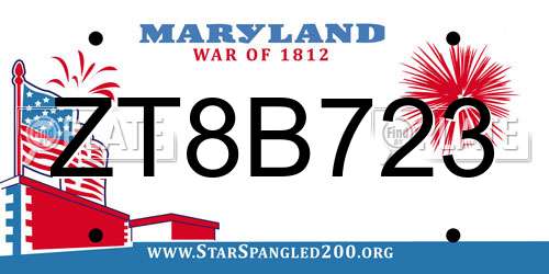 ZT8B723 Maryland License Plate