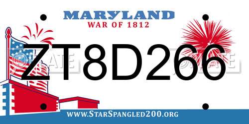 ZT8D266 Maryland License Plate