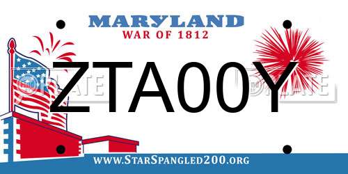 ZTA00Y Maryland License Plate