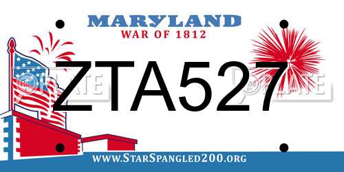 ZTA527 Maryland License Plate