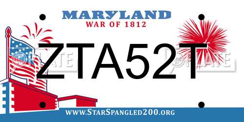 ZTA52T Maryland License Plate