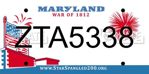ZTA5338 Maryland License Plate