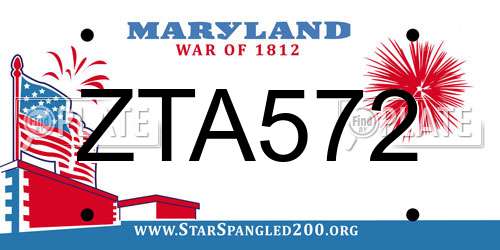 ZTA572 Maryland License Plate