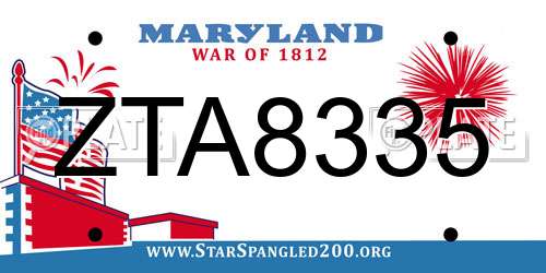 ZTA8335 Maryland License Plate