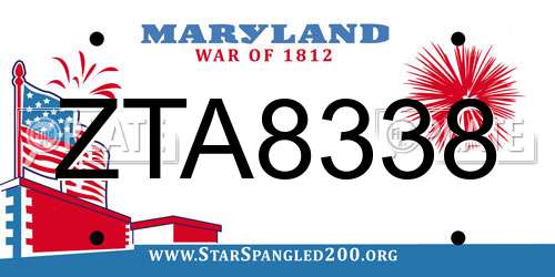 ZTA8338 Maryland License Plate