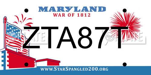 ZTA87T Maryland License Plate