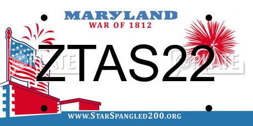 ZTAS22 Maryland License Plate