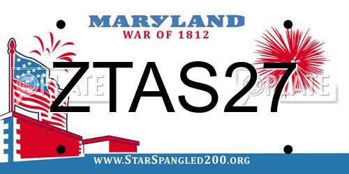 ZTAS27 Maryland License Plate