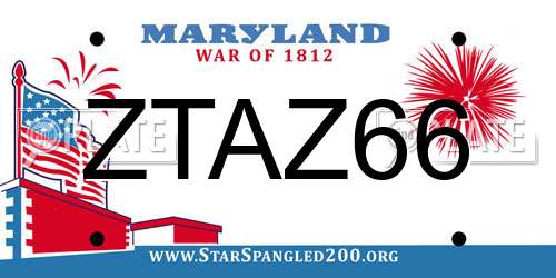 ZTAZ66 Maryland License Plate