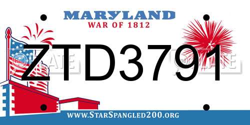 ZTD3791 Maryland License Plate