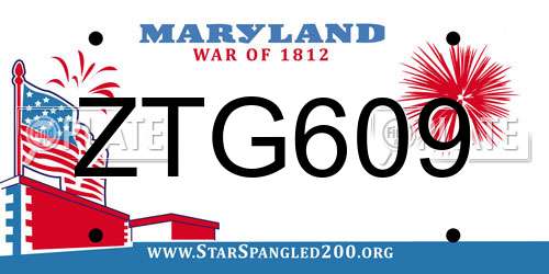 ZTG609 Maryland License Plate