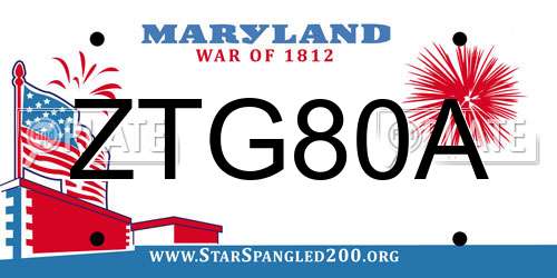 ZTG80A Maryland License Plate