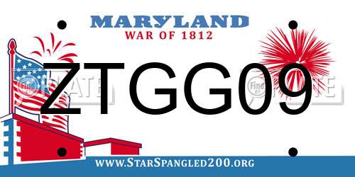ZTGG09 Maryland License Plate