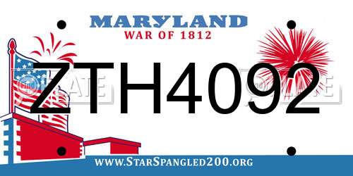 ZTH4092 Maryland License Plate