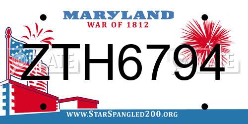ZTH6794 Maryland License Plate