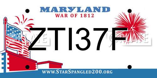 ZTI37F Maryland License Plate