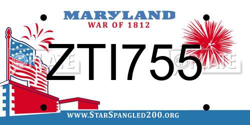 ZTI755 Maryland License Plate