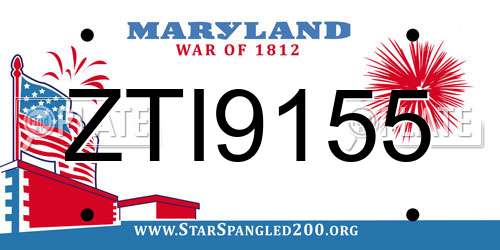 ZTI9155 Maryland License Plate