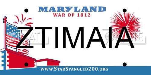 ZTIMAIA Maryland License Plate
