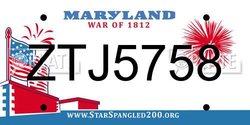 ZTJ5758 Maryland License Plate