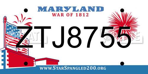 ZTJ8755 Maryland License Plate