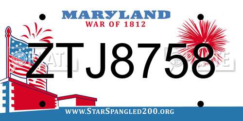 ZTJ8758 Maryland License Plate