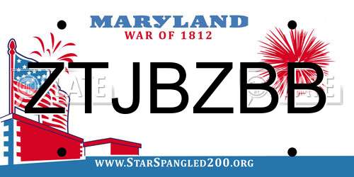 ZTJBZBB Maryland License Plate