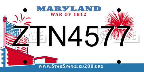 ZTN4577 Maryland License Plate