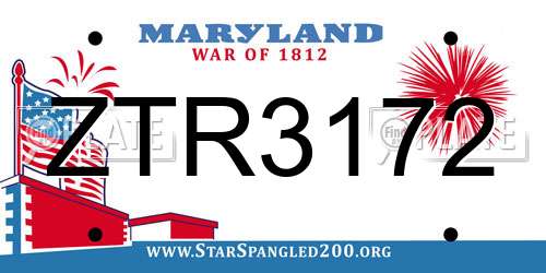 ZTR3172 Maryland License Plate