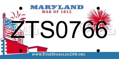 ZTS0766 Maryland License Plate