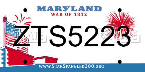 ZTS5223 Maryland License Plate