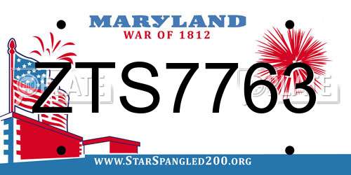 ZTS7763 Maryland License Plate