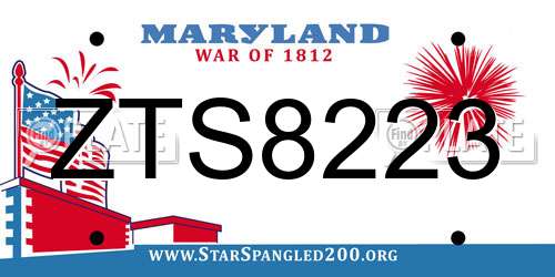 ZTS8223 Maryland License Plate