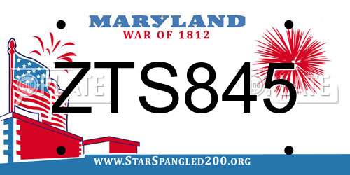 ZTS845 Maryland License Plate