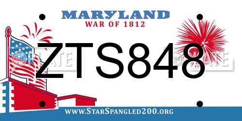 ZTS848 Maryland License Plate