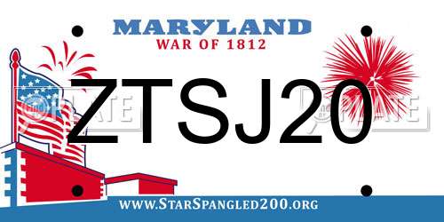 ZTSJ20 Maryland License Plate