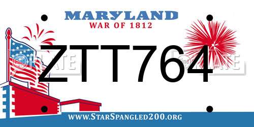 ZTT764 Maryland License Plate