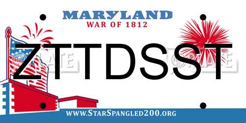 ZTTDSST Maryland License Plate